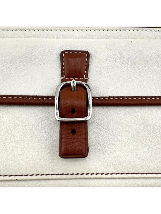 Coach Vintage Soho Ivory & Brown Leather Wristlet Clutch w/Buckle - Picture 7 of 7
